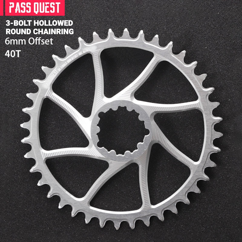 PASS QUEST DUB / GXP 3-Bolt Direct Mount Narrow-Wide MTB Chainring | 6mm Offset 28T–46T