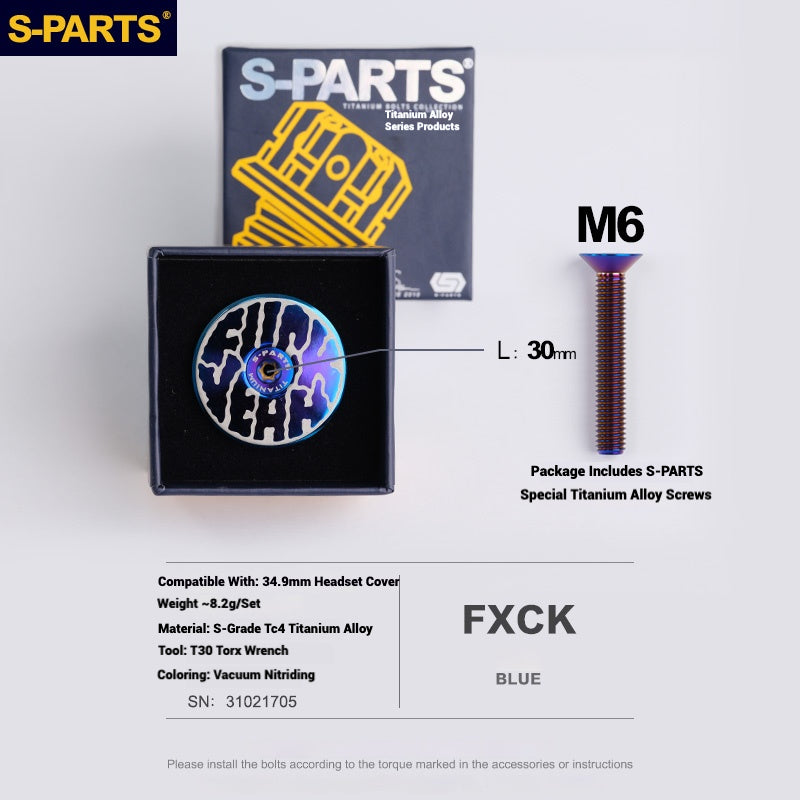 S-PARTS Tampa de Mesa de Direção Titanium OD2 34.9 mm｜Usinada CNC｜Vários Modelos Disponíveis