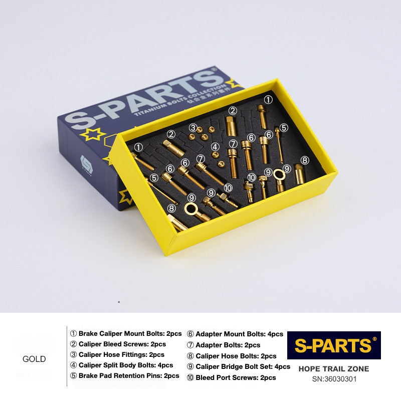 Kit de Parafusos de Freio S-PARTS Titânio para HOPE V4 / TECH / RACE / TRAIL / ZONE | Ferragens de Freio MTB Ultraleve