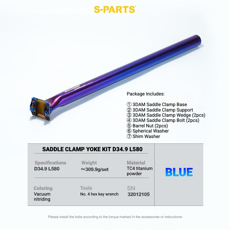 S-PARTS 3DAM Titanium Saddle Clamp Yoke Kit – Lightweight 3D Printed Titanium Upgrade