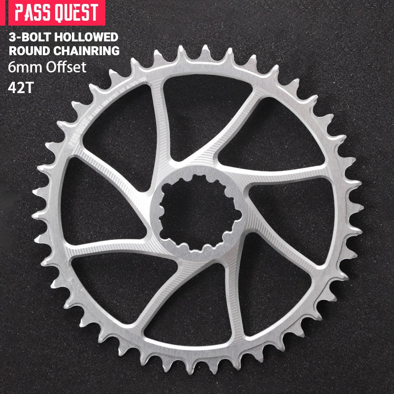 PASS QUEST DUB / GXP 3-Bolt Direct Mount Narrow-Wide MTB Chainring | 6mm Offset 28T–46T