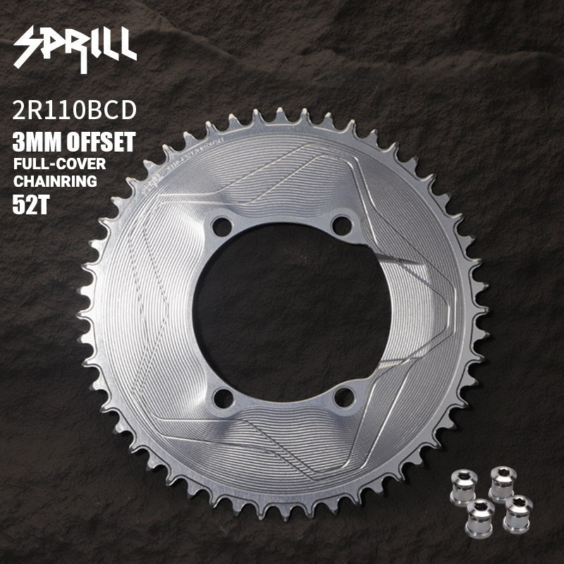 PASS QUEST SPRILL 110BCD 3mm Offset Narrow-Wide Chainring for Shimano R9200 / R8100 / R7100 | 40T–58T