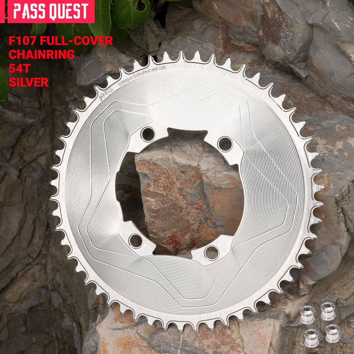 PASS QUEST 107 BCD Narrow-Wide Aero Chainring for Quarq D1 Power Meter | SRAM AXS 12-Speed | 40T–60T