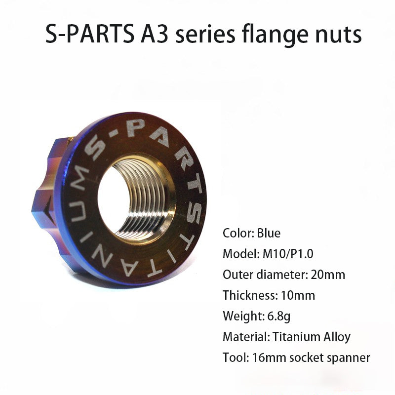 S-parts écrous à collerette A3 M10 pour voiture électrique, vis en alliage de titane, accessoires de moto