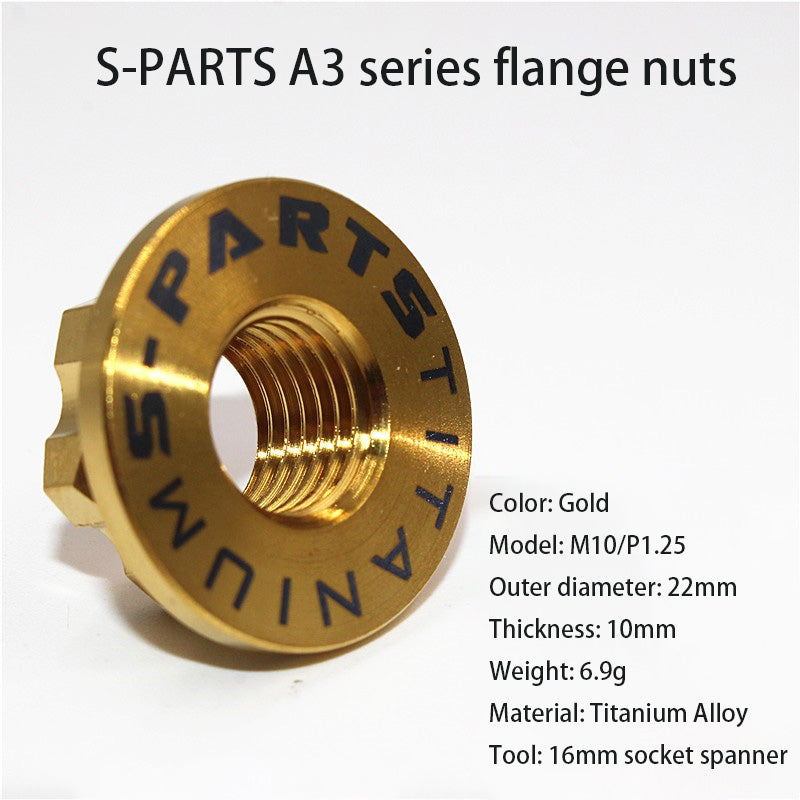 S-parts écrous à collerette A3 M10 pour voiture électrique, vis en alliage de titane, accessoires de moto
