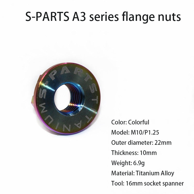 S-parts écrous à collerette A3 M10 pour voiture électrique, vis en alliage de titane, accessoires de moto