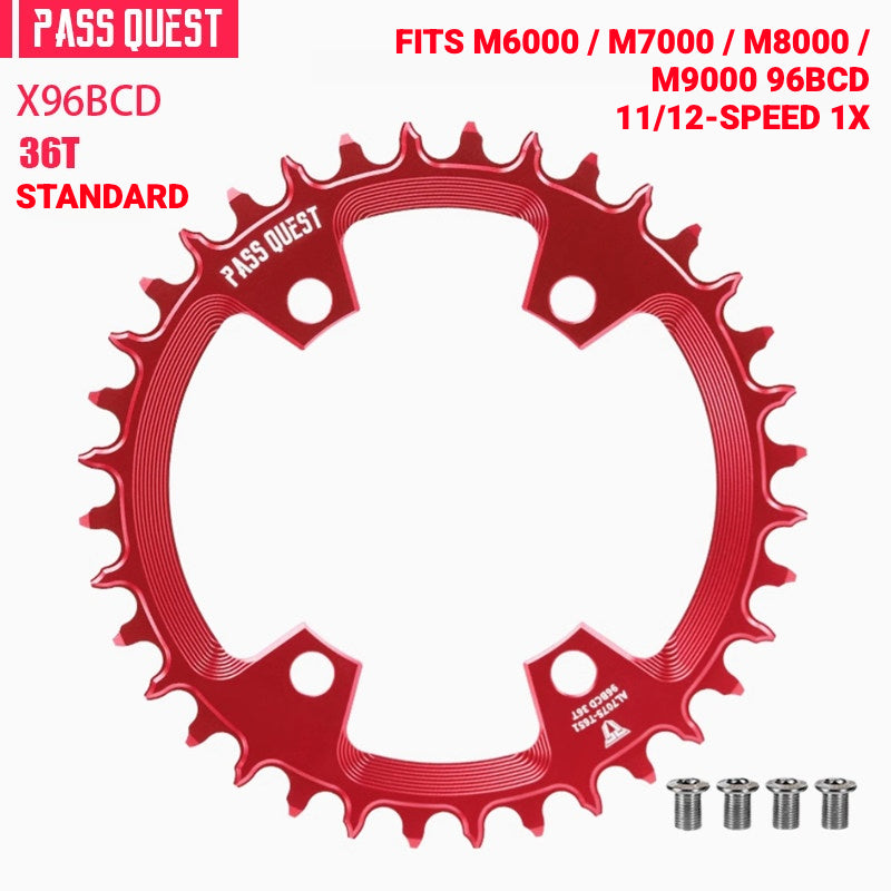 PASS QUEST X96BCD Narrow-Wide Chainring for Shimano M6000 / M7000 / M8000 / M9000 / M5100 | 30T–48T