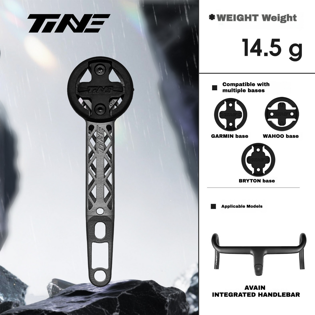 Support de compteur en titane TiNE pour cintre intégré AVAIN | Support GPS Garmin Wahoo Bryton