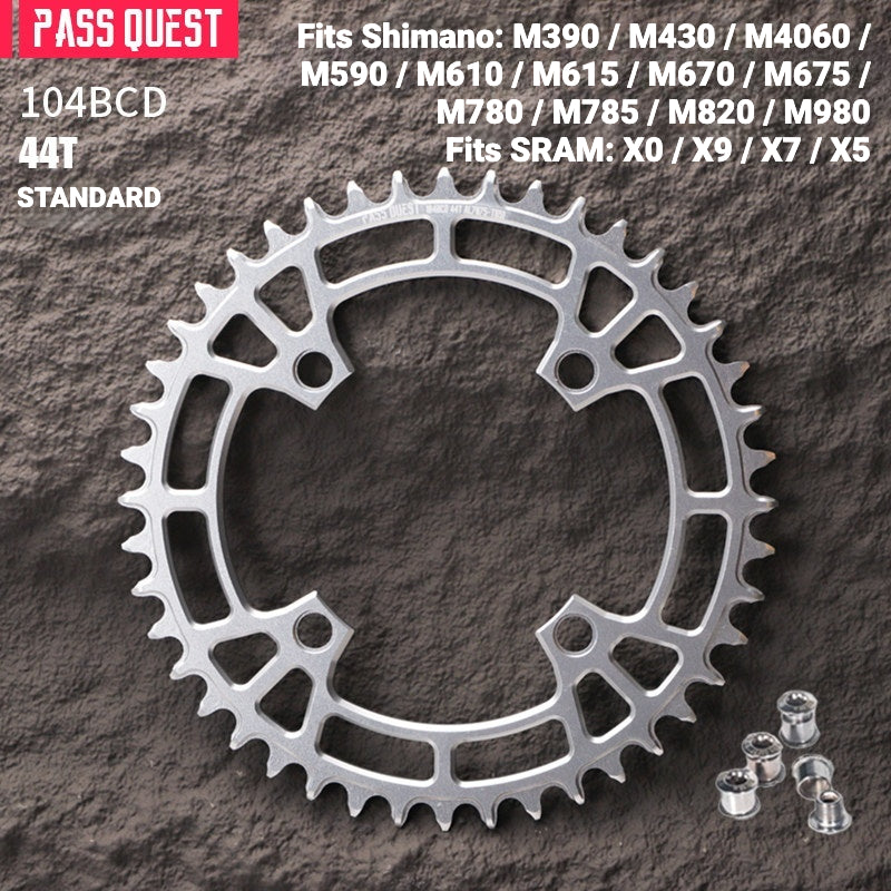 PASS QUEST 104BCD Narrow-Wide Chainring | Shimano XT M780 M610 1x MTB Chainring
