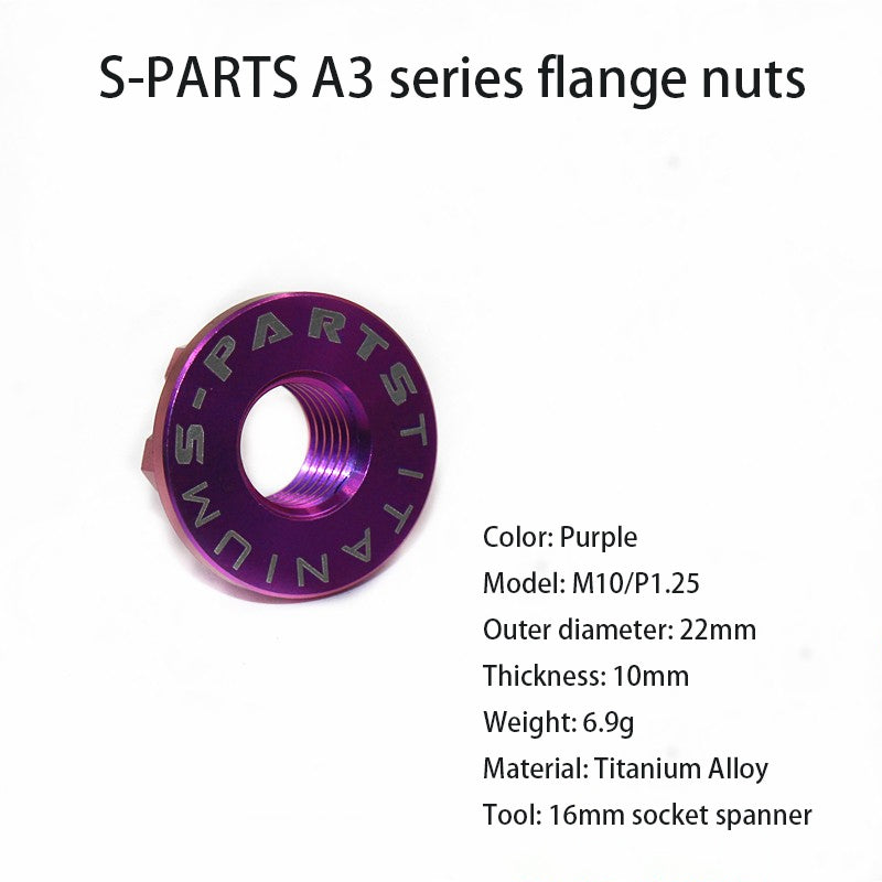 S-parts écrous à collerette A3 M10 pour voiture électrique, vis en alliage de titane, accessoires de moto