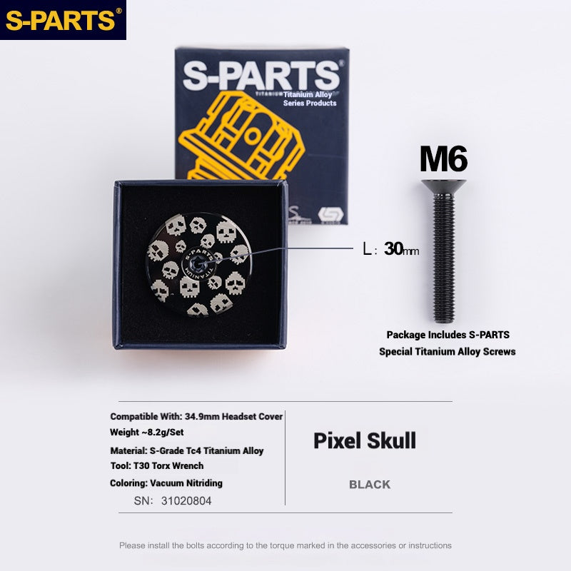 S-PARTS Tampa de Mesa de Direção Titanium OD2 34.9 mm｜Usinada CNC｜Vários Modelos Disponíveis