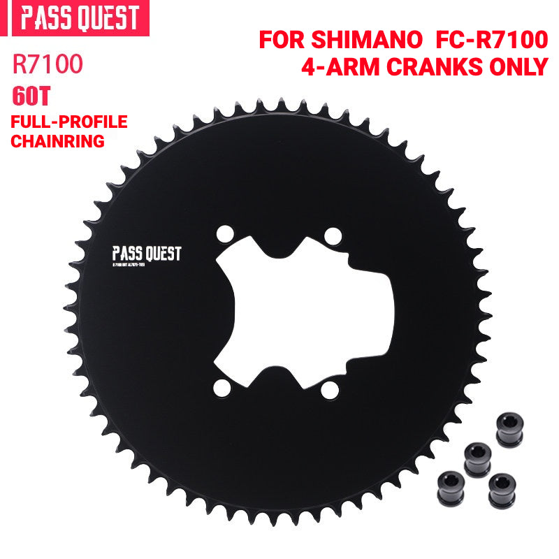 PASS QUEST Full-Profile 110BCD Narrow-Wide Chainring for Shimano R7100 / R8100 / R9200 | 42T–60T