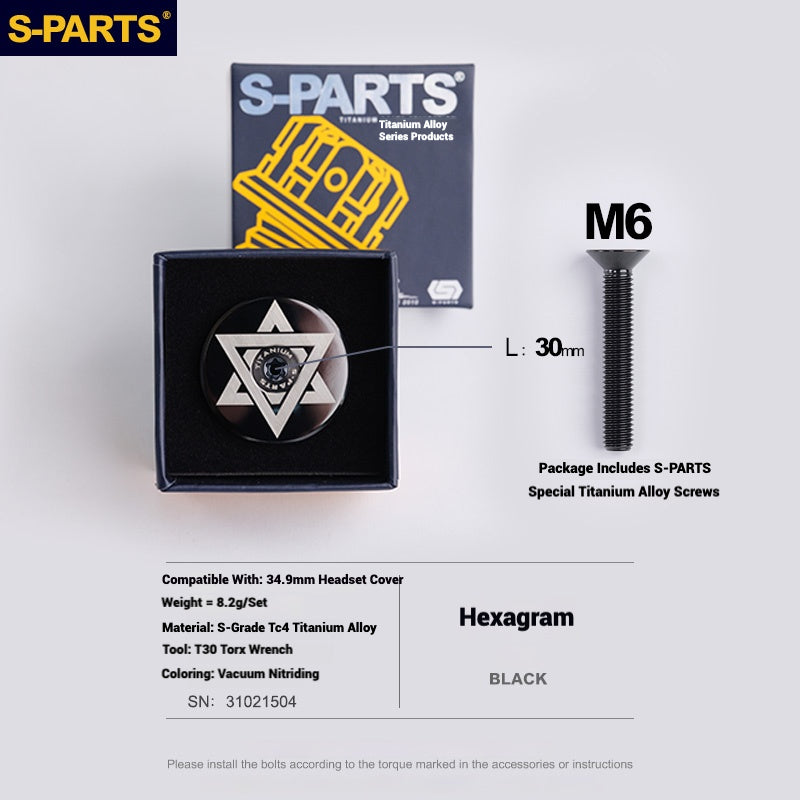 S-PARTS Tampa de Mesa de Direção Titanium OD2 34.9 mm｜Usinada CNC｜Vários Modelos Disponíveis