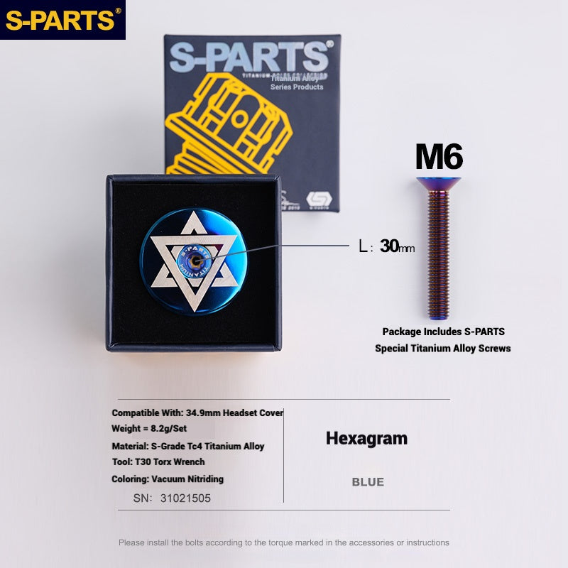 S-PARTS Tampa de Mesa de Direção Titanium OD2 34.9 mm｜Usinada CNC｜Vários Modelos Disponíveis