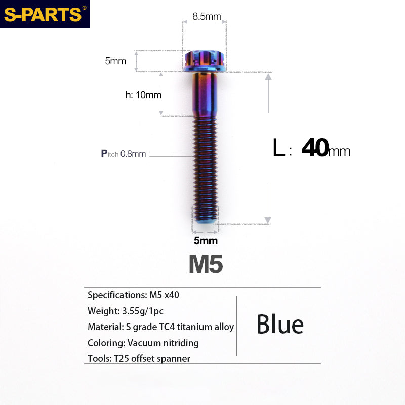 S-PARTS Série A3 Vis et Boulons Standard en Alliage de Titane M5 pour Motos et Voitures