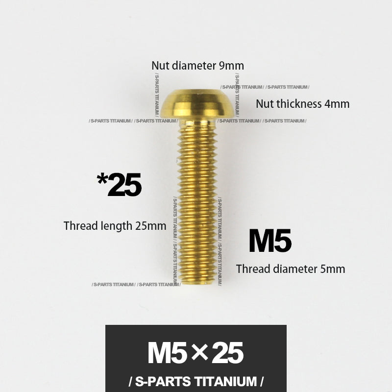S-PARTS m5*10/14/16 suporte para garrafa para bicicleta de montanha/estrada, cabeça de guarda-chuva, parafuso de disco em liga de titânio