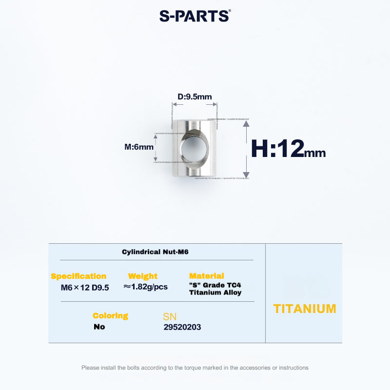 S-PARTS M6 Titanium Seatpost Step-Down Bolt & Nut Kit – Multiple Lengths & Colors
