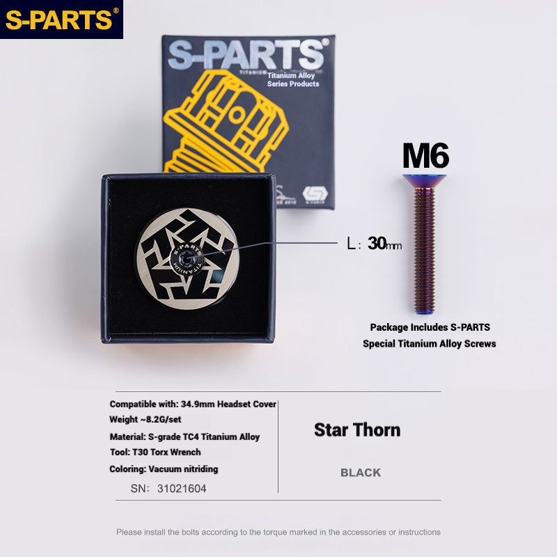 S-PARTS Tampa de Mesa de Direção Titanium OD2 34.9 mm｜Usinada CNC｜Vários Modelos Disponíveis