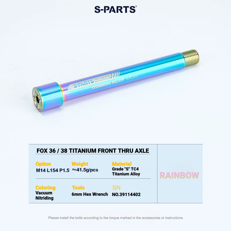 S-PARTS TC4 Titanium Front Thru Axle & Air Spring Top Cap for FOX MTB Fork