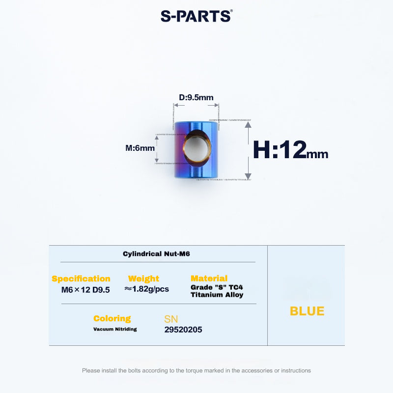 S-PARTS M6 Titanium Seatpost Step-Down Bolt & Nut Kit – Multiple Lengths & Colors