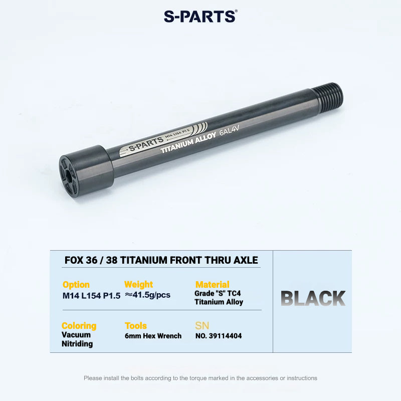 S-PARTS TC4 Titanium Front Thru Axle & Air Spring Top Cap for FOX MTB Fork