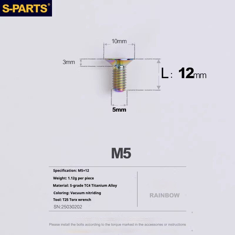 S-PARTS Road Bike Disc Brake Titanium Alloy Screw Set for SRAM RED Force Rival 12-speed AXS