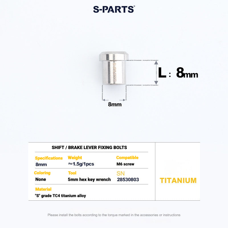 Kit de boulons en titane S-PARTS pour Shimano Ultegra Di2 R8170, frein à disque et levier de vitesses | Mise à niveau vélo de route