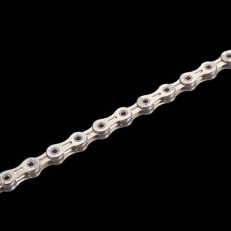 Catena per bicicletta SUMC 12-SPEED in acciaio completamente cavo antiruggine 128 maglie con fibbia magica