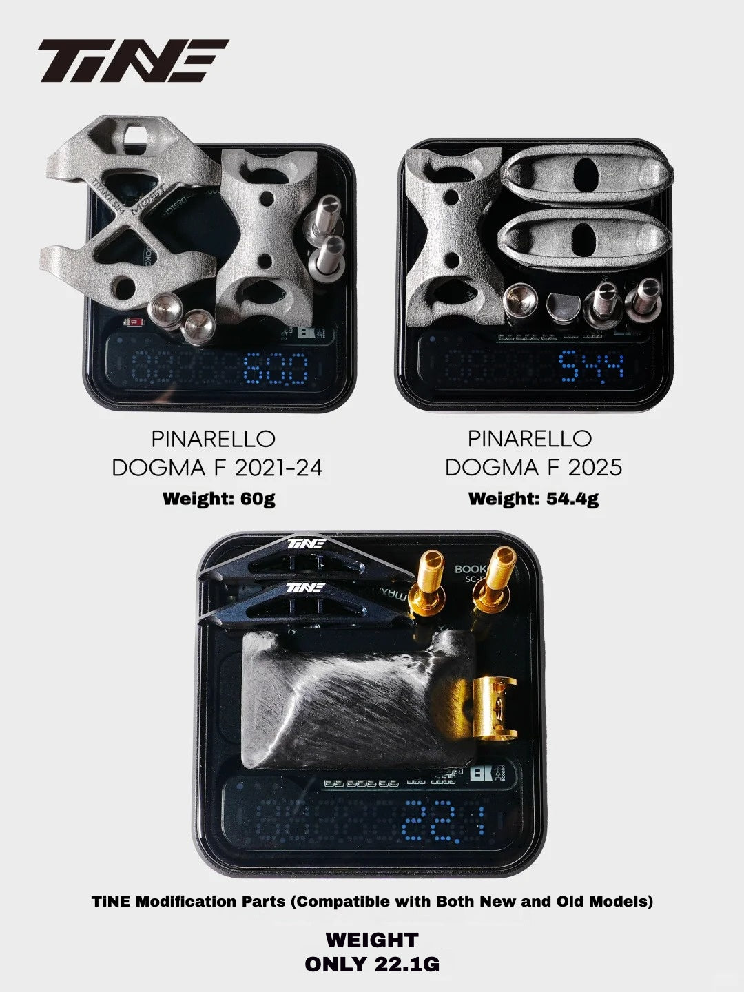 Kit de Abraçadeira de Selim Ultralight TiNE para Pinarello F-Series / Modelos 2025 22,1g – Base de Carbono + Parafusos de Titânio