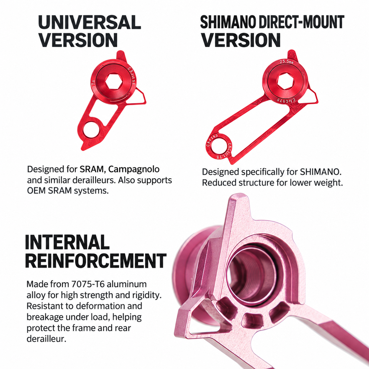 CHASER Ultralight UDH Rear Derailleur Hanger  for Shimano 25.8g, SRAM & Campagnolo 21.5g