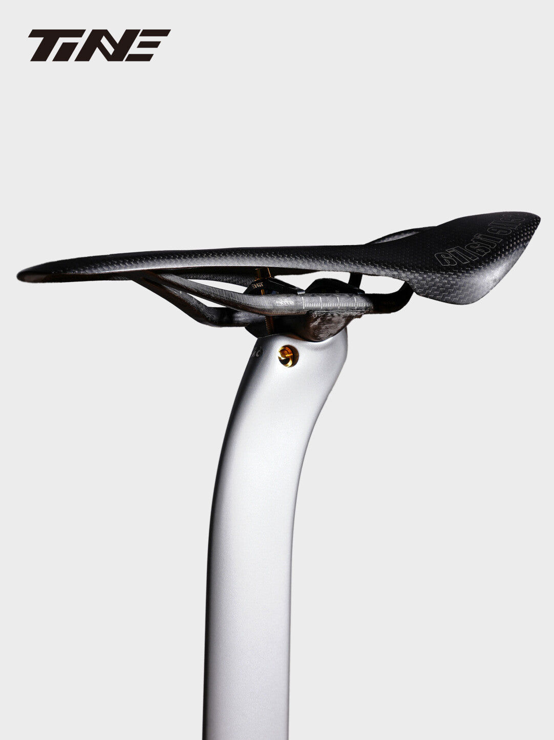 Collier de selle et système de réglage ultra-léger TiNE 6,8 g | Compatible avec tiges de selle Specialized SL9/SL8 Aethos, Colnago et DARIMO | Précision en titane CNC