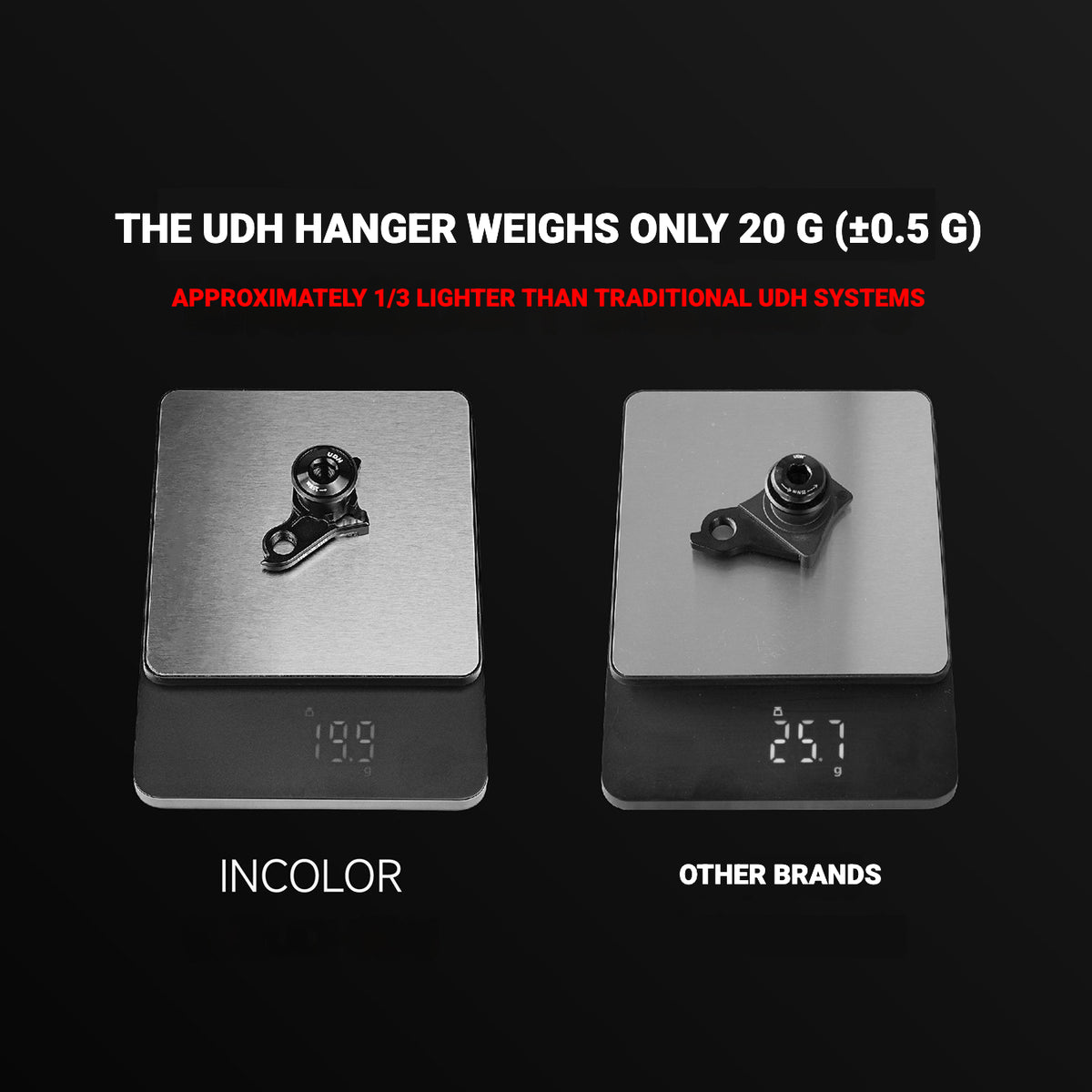 INCOLOR 경량 UDH 변속기 행어 (Trek Madone Gen 8, Quicker One 및 Specialized S-Works Tarmac SL9 호환) | 7075-T6 알루미늄