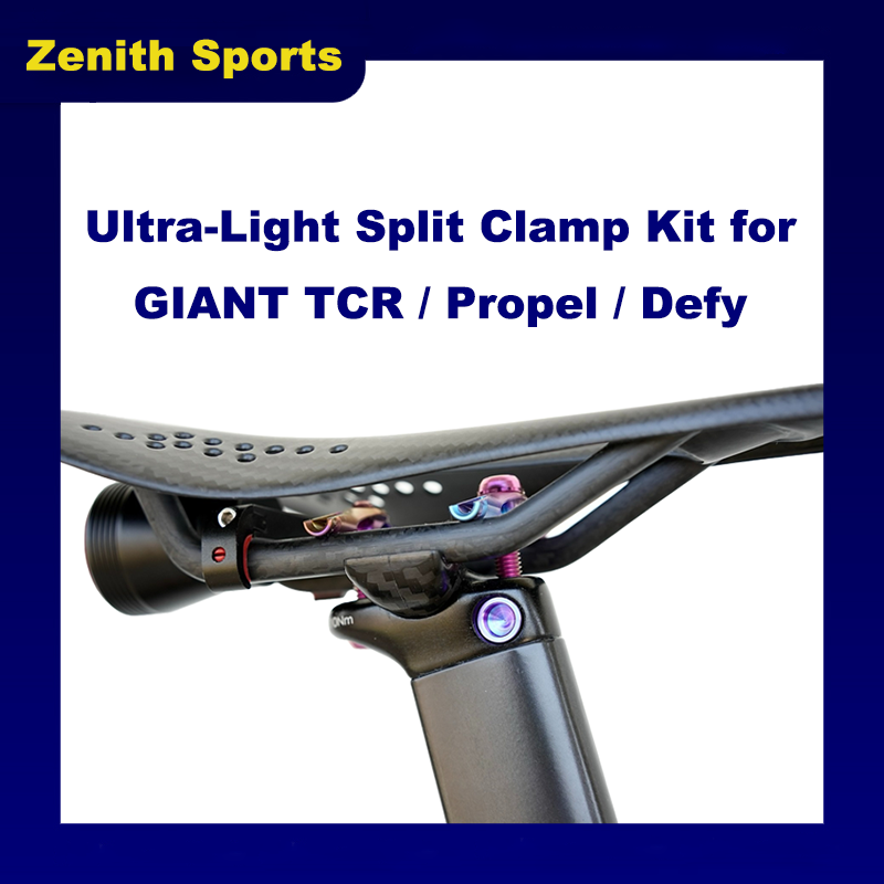 Kit de Abraçadeira Dividida Ultra-Leve para GIANT TCR / Propel / Defy – Base de Carbono + Trilhos de Ti ou Alumínio